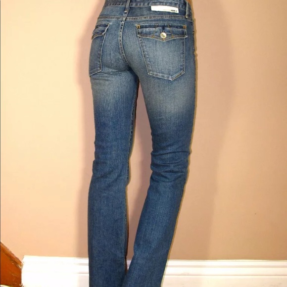 Earnest Sewn Bootcut Stretch Jeans Light Wash Flap Pockets Y2K Vintage Size 26 - Picture 3 of 10